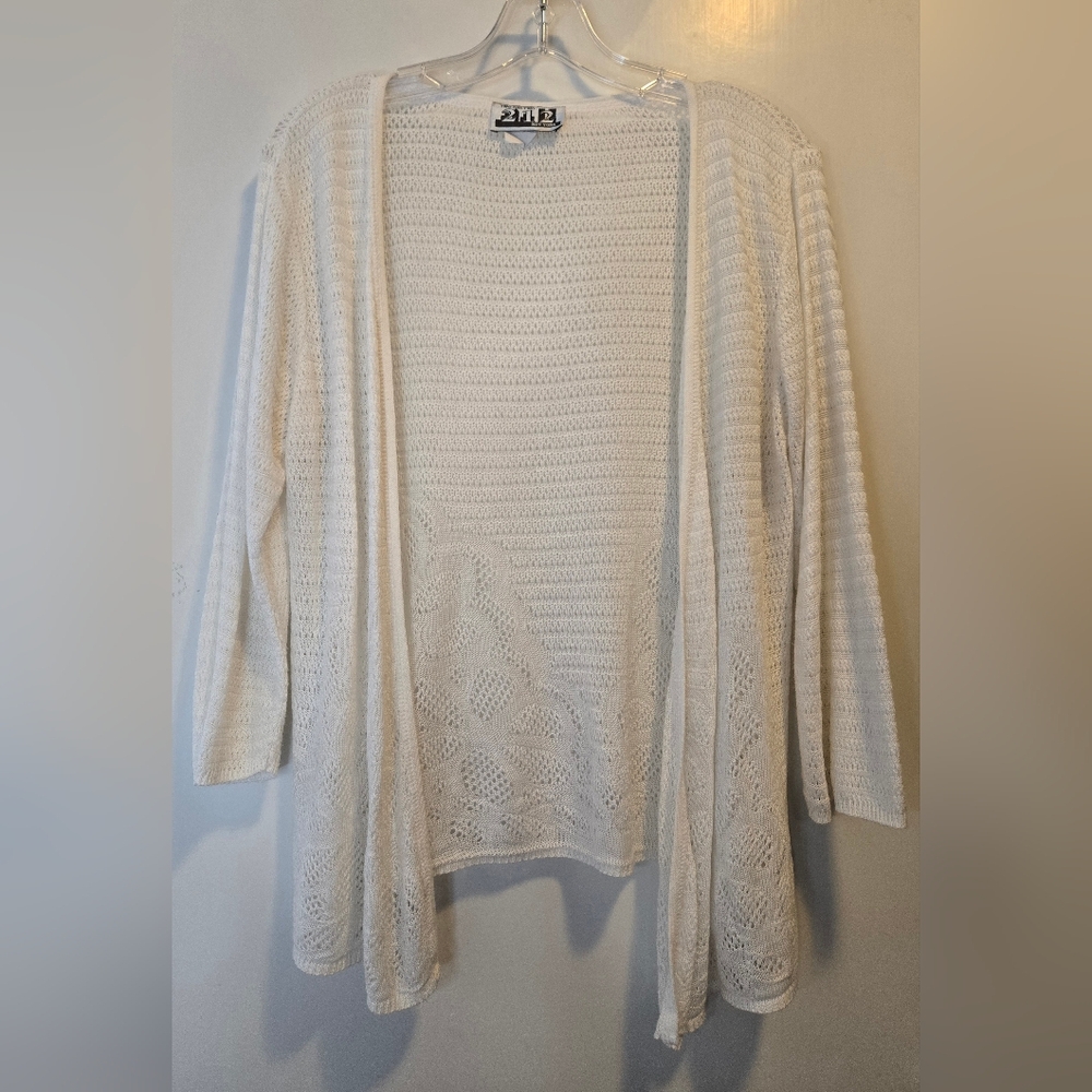 Chic White Open-Knit Cardigan